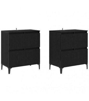 vidaXL Sideboards 2 pcs Black Oak 60 x 35 x 70 cm Engineered Wood