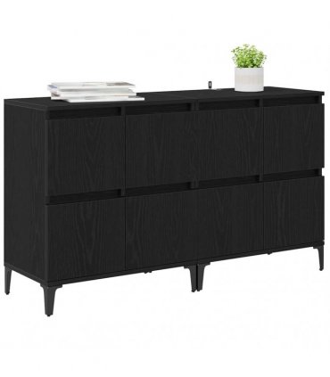 vidaXL Sideboards 2 pcs Black Oak 60 x 35 x 70 cm Engineered Wood