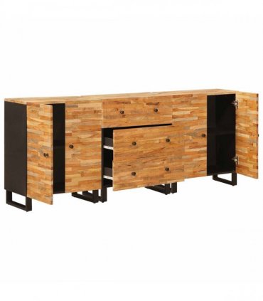 vidaXL Sideboard 3 pcs Brown 60 x 33 x 75 cm Solid Mango Wood
