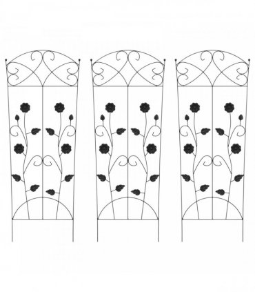 vidaXL Garden Fence 3 pcs Black 110.5 x 42.5 cm Steel