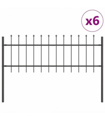 vidaXL Garden Fence 6 pcs Grey 10.2 x 0.6 m Powder-coated Steel