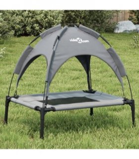 vidaXL Dog Bed with Canopy Anthracite Oxford Fabric and Steel