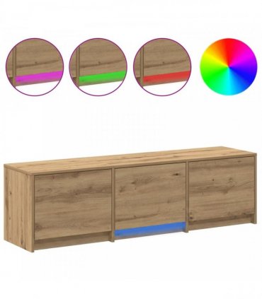 vidaXL TV Cabinet with LED with Drawer Artisian Oak 140 x 34 x 40 cm