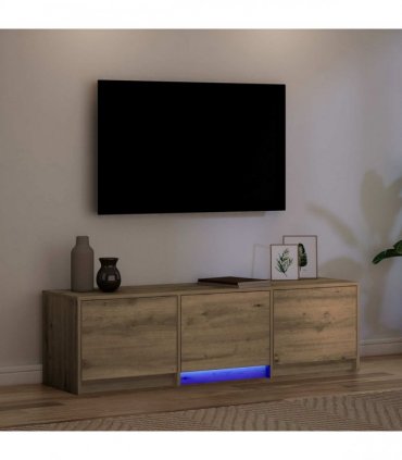 vidaXL TV Cabinet with LED with Drawer Artisian Oak 140 x 34 x 40 cm