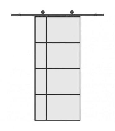 vidaXL Sliding Door with Hardware Set Black 90x205 cm ESG Glass