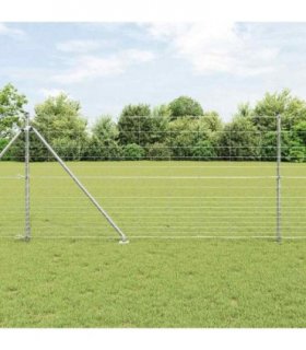 vidaXL Welded Wire Fence with Spikes 25 x 1.2 m Galvanised Steel Mesh