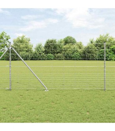 vidaXL Welded Wire Fence with Spikes 25 x 1.2 m Galvanised Steel Mesh