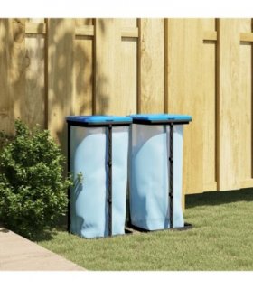 vidaXL Rubbish Bag Holders 2 pcs Black and Blue 60 L PP