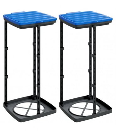 vidaXL Rubbish Bag Holders 2 pcs Black and Blue 60 L PP