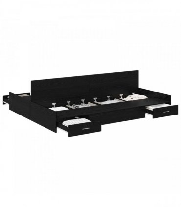 vidaXL Storage Bed Frame Black Oak 160 x 200 cm Engineered Wood
