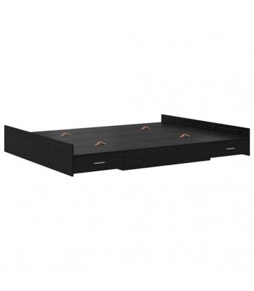 vidaXL Storage Bed Frame Black Oak 160 x 200 cm Engineered Wood