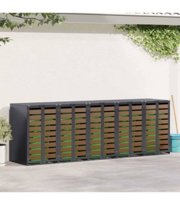 vidaXL Wheelie Bin Storage for 5 Bins Anthracite 340 x 77.5 x 115.5 cm