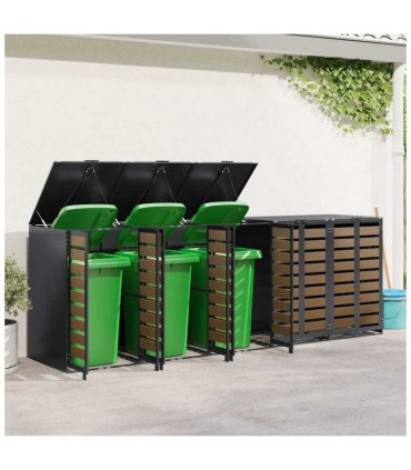 vidaXL Wheelie Bin Storage for 5 Bins Anthracite 340 x 77.5 x 115.5 cm