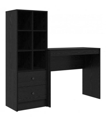vidaXL Desk with Drawer with Shelf with Storage 2 pcs Black Oak