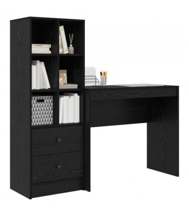 vidaXL Desk with Drawer with Shelf with Storage 2 pcs Black Oak