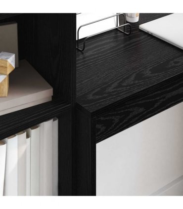 vidaXL Desk with Drawer with Shelf with Storage 2 pcs Black Oak