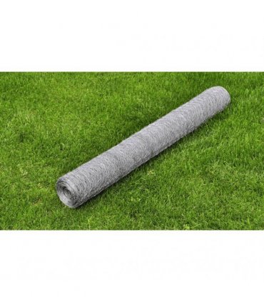 vidaXL Mesh Fence Galvanised Steel Hexagon 1x25 m Silver