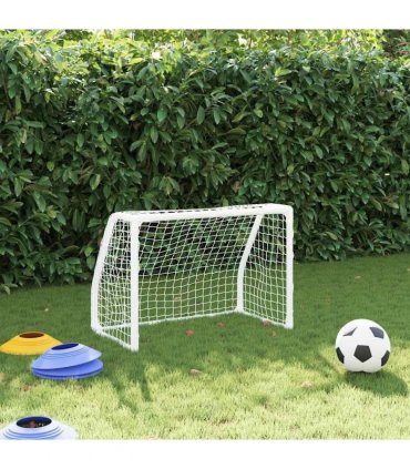 vidaXL Kids' Football Goals 2 pcs with Ball White 64x35x48 cm Metal