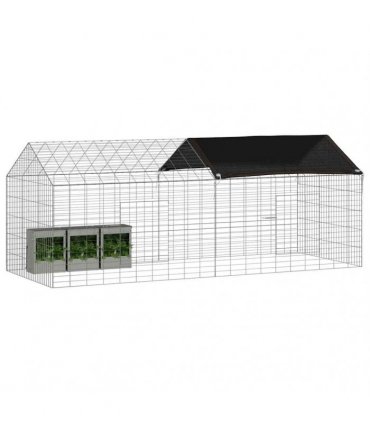 vidaXL Rabbit Cage Silver 200 x 78 x 78 cm Galvanised Steel