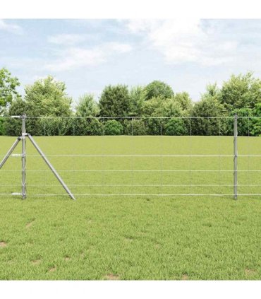 vidaXL Ground Fix Welded Wire Fence 25 x 0.8 m Galvanised Steel Silver