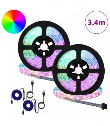 vidaXL LED Strip 2 pcs Black and Transparent 1700 mm