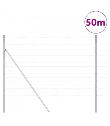 vidaXL Ground Fix Welded Wire Fence 50 x 1.6 m Galvanised Steel Silver