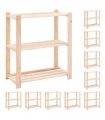 vidaXL 3-Tier Storage Racks 10 pcs 80x38x90 cm Solid Pinewood 150 kg