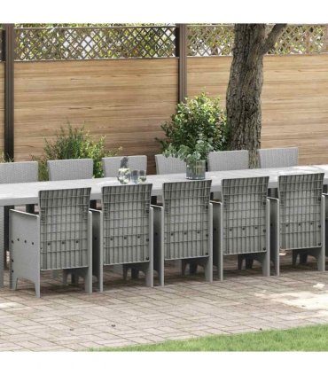 vidaXL Garden Dining Set with Cushions 17 pcs Light Grey PP