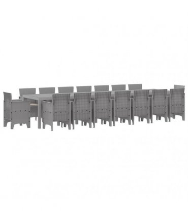 vidaXL Garden Dining Set with Cushions 17 pcs Light Grey PP