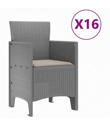 vidaXL Garden Dining Set with Cushions 17 pcs Light Grey PP