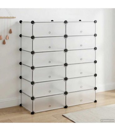vidaXL Interlocking Shoe Organiser with 12 Compartments White