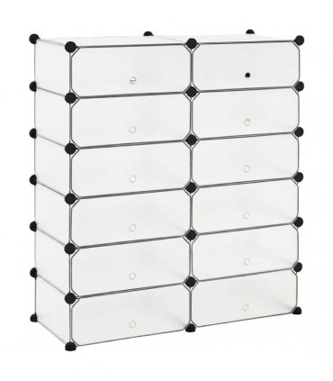 vidaXL Interlocking Shoe Organiser with 12 Compartments White