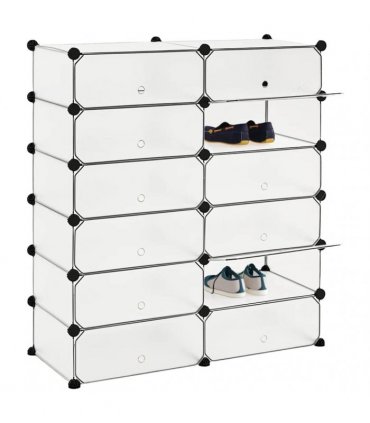 vidaXL Interlocking Shoe Organiser with 12 Compartments White