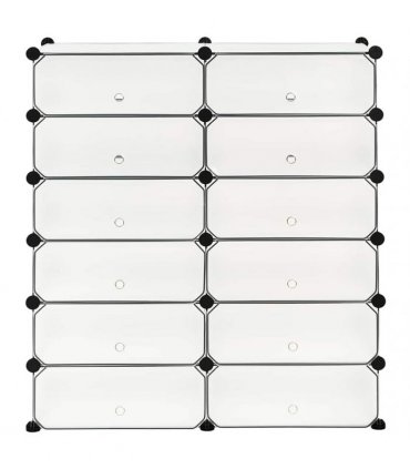 vidaXL Interlocking Shoe Organiser with 12 Compartments White