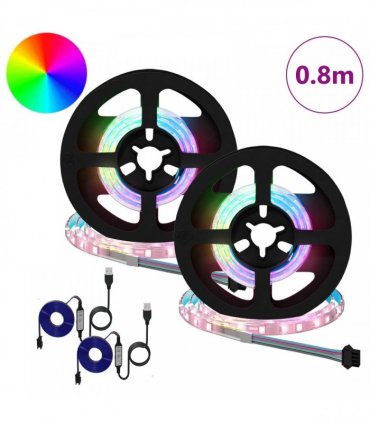 vidaXL LED Strip 2 pcs Black and Transparent 400 mm Copper and Plastic