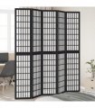 vidaXL Room Divider 5 Panels Black Solid Wood Paulownia