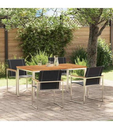 vidaXL Garden Dining Set 5 pcs Brown Solid Acacia Wood