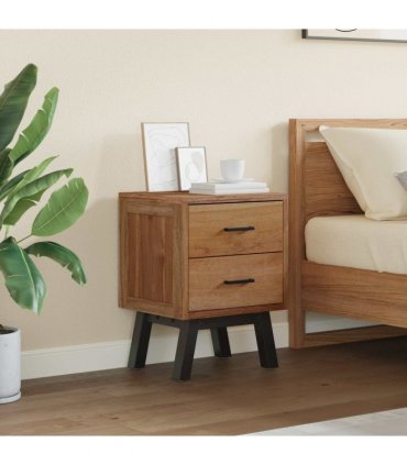 vidaXL Bedside Table Natural 40 x 35 x 55 cm Solid Teak Wood