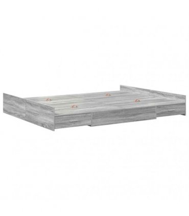 vidaXL Storage Bed Frame Grey Sonoma 160 x 200 cm Engineered Wood