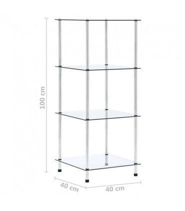 vidaXL 4-Tier Shelf Transparent 40x40x100 cm Tempered Glass