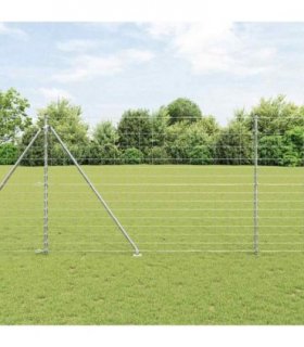 vidaXL Welded Wire Fence with Spikes 25 x 1.6 m Galvanised Steel Mesh