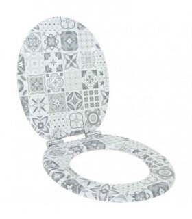 vidaXL Soft-Close Toilet Seat Blue and White Porcelain 44 x 38 cm