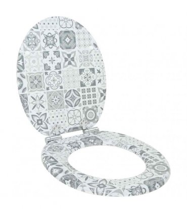 vidaXL Soft-Close Toilet Seat Blue and White Porcelain 44 x 38 cm