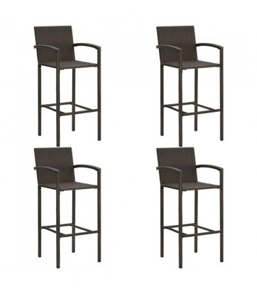 vidaXL Garden Bar Set | Brown | PE rattan | 5 Piece Set | Footrest