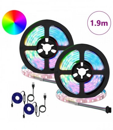 vidaXL LED Strip 2 pcs Black and Transparent 950 mm Copper and Plastic
