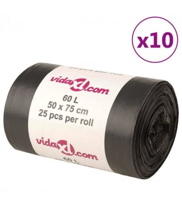vidaXL Bin Bags 250 pcs Black 60 L