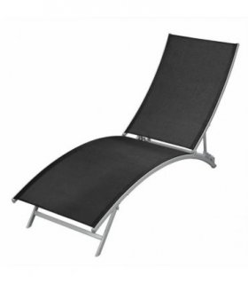 vidaXL Sunlounger | Black | Steel | Durable | Sun Lounger | Waveform | Modern