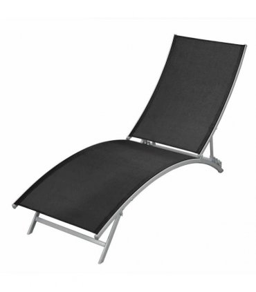vidaXL Sunlounger | Black | Steel | Durable | Sun Lounger | Waveform | Modern