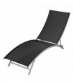 vidaXL Sunlounger | Black | Steel | Durable | Sun Lounger | Waveform | Modern