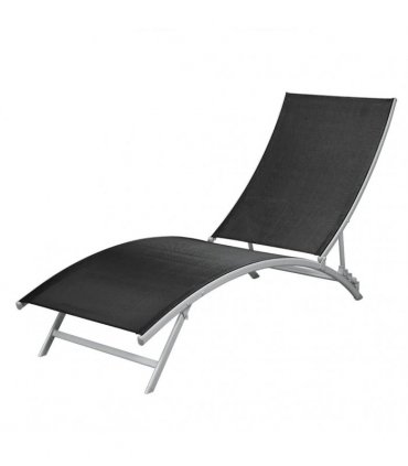 vidaXL Sunlounger | Black | Steel | Durable | Sun Lounger | Waveform | Modern